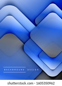 Rounded squares shapes composition geometric abstract background. 3D shadow effects and fluid gradients. Modern overlapping forms. Vector Illustration For Wallpaper, Banner, Background, Card, Book