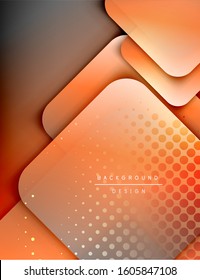 Rounded squares shapes composition geometric abstract background. 3D shadow effects and fluid gradients. Modern overlapping forms. Vector Illustration For Wallpaper, Banner, Background, Card, Book