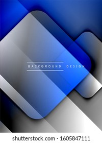 Rounded squares shapes composition geometric abstract background. 3D shadow effects and fluid gradients. Modern overlapping forms. Vector Illustration For Wallpaper, Banner, Background, Card, Book