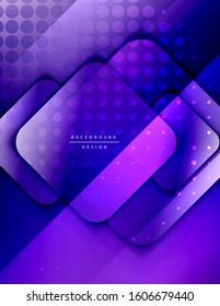Rounded squares shapes composition geometric abstract background. 3D shadow effects and fluid gradients. Modern overlapping forms. Vector Illustration For Wallpaper, Banner, Background, Card, Book