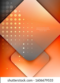 Rounded squares shapes composition geometric abstract background. 3D shadow effects and fluid gradients. Modern overlapping forms. Vector Illustration For Wallpaper, Banner, Background, Card, Book
