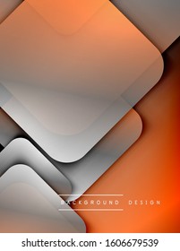 Rounded squares shapes composition geometric abstract background. 3D shadow effects and fluid gradients. Modern overlapping forms. Vector Illustration For Wallpaper, Banner, Background, Card, Book