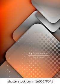 Rounded squares shapes composition geometric abstract background. 3D shadow effects and fluid gradients. Modern overlapping forms. Vector Illustration For Wallpaper, Banner, Background, Card, Book