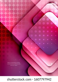 Rounded squares shapes composition geometric abstract background. 3D shadow effects and fluid gradients. Modern overlapping forms. Vector Illustration For Wallpaper, Banner, Background, Card, Book