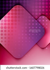 Rounded squares shapes composition geometric abstract background. 3D shadow effects and fluid gradients. Modern overlapping forms. Vector Illustration For Wallpaper, Banner, Background, Card, Book