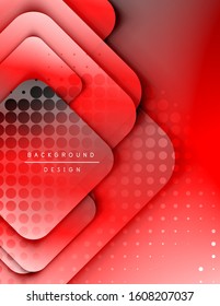 Los cuadrados redondeados forman el fondo abstracto geométrico de la composición. efectos de sombra 3D y gradientes de fluido. Formularios superpuestos modernos. Ilustración vectorial para papel de escritorio, pancarta, fondo, tarjeta, libro