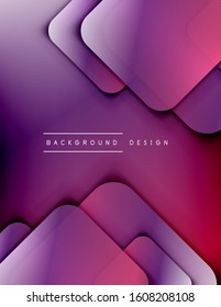 Rounded squares shapes composition geometric abstract background. 3D shadow effects and fluid gradients. Modern overlapping forms. Vector Illustration For Wallpaper, Banner, Background, Card, Book