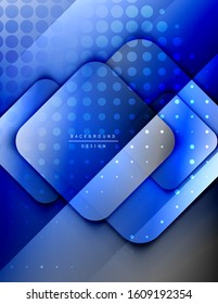 Rounded squares shapes composition geometric abstract background. 3D shadow effects and fluid gradients. Modern overlapping forms. Vector Illustration For Wallpaper, Banner, Background, Card, Book