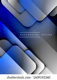 Rounded squares shapes composition geometric abstract background. 3D shadow effects and fluid gradients. Modern overlapping forms. Vector Illustration For Wallpaper, Banner, Background, Card, Book