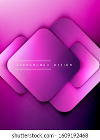 Rounded squares shapes composition geometric abstract background. 3D shadow effects and fluid gradients. Modern overlapping forms. Vector Illustration For Wallpaper, Banner, Background, Card, Book