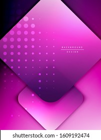 Rounded squares shapes composition geometric abstract background. 3D shadow effects and fluid gradients. Modern overlapping forms. Vector Illustration For Wallpaper, Banner, Background, Card, Book