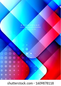 Rounded squares shapes composition geometric abstract background. 3D shadow effects and fluid gradients. Modern overlapping forms. Vector Illustration For Wallpaper, Banner, Background, Card, Book