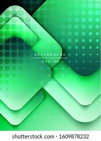 Rounded squares shapes composition geometric abstract background. 3D shadow effects and fluid gradients. Modern overlapping forms. Vector Illustration For Wallpaper, Banner, Background, Card, Book