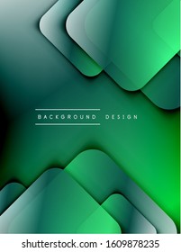 Rounded squares shapes composition geometric abstract background. 3D shadow effects and fluid gradients. Modern overlapping forms. Vector Illustration For Wallpaper, Banner, Background, Card, Book