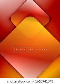 Los cuadrados redondeados forman el fondo abstracto geométrico de la composición. efectos de sombra 3D y gradientes de fluido. Formularios superpuestos modernos. Ilustración vectorial para papel de escritorio, pancarta, fondo, tarjeta, libro