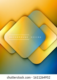 Rounded squares shapes composition geometric abstract background. 3D shadow effects and fluid gradients. Modern overlapping forms. Vector Illustration For Wallpaper, Banner, Background, Card, Book