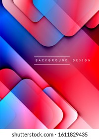 Rounded squares shapes composition geometric abstract background. 3D shadow effects and fluid gradients. Modern overlapping forms. Vector Illustration For Wallpaper, Banner, Background, Card, Book