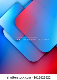 Rounded squares shapes composition geometric abstract background. 3D shadow effects and fluid gradients. Modern overlapping forms. Vector Illustration For Wallpaper, Banner, Background, Card, Book