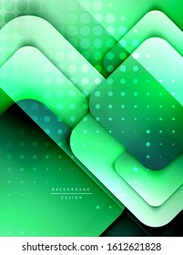 Rounded squares shapes composition geometric abstract background. 3D shadow effects and fluid gradients. Modern overlapping forms. Vector Illustration For Wallpaper, Banner, Background, Card, Book