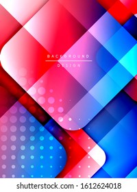Rounded squares shapes composition geometric abstract background. 3D shadow effects and fluid gradients. Modern overlapping forms. Vector Illustration For Wallpaper, Banner, Background, Card, Book
