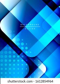 Rounded squares shapes composition geometric abstract background. 3D shadow effects and fluid gradients. Modern overlapping forms. Vector Illustration For Wallpaper, Banner, Background, Card, Book