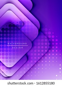 Rounded squares shapes composition geometric abstract background. 3D shadow effects and fluid gradients. Modern overlapping forms. Vector Illustration For Wallpaper, Banner, Background, Card, Book