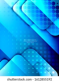 Rounded squares shapes composition geometric abstract background. 3D shadow effects and fluid gradients. Modern overlapping forms. Vector Illustration For Wallpaper, Banner, Background, Card, Book
