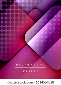 Rounded squares shapes composition geometric abstract background. 3D shadow effects and fluid gradients. Modern overlapping forms. Vector Illustration For Wallpaper, Banner, Background, Card, Book