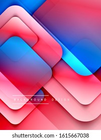 Los cuadrados redondeados forman el fondo abstracto geométrico de la composición. efectos de sombra 3D y gradientes de fluido. Formularios superpuestos modernos. Ilustración vectorial para papel de escritorio, pancarta, fondo, tarjeta, libro
