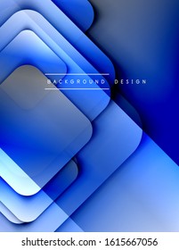 Rounded squares shapes composition geometric abstract background. 3D shadow effects and fluid gradients. Modern overlapping forms. Vector Illustration For Wallpaper, Banner, Background, Card, Book