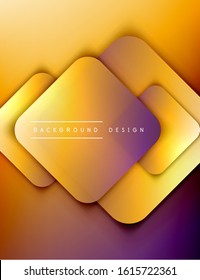 Rounded squares shapes composition geometric abstract background. 3D shadow effects and fluid gradients. Modern overlapping forms. Vector Illustration For Wallpaper, Banner, Background, Card, Book