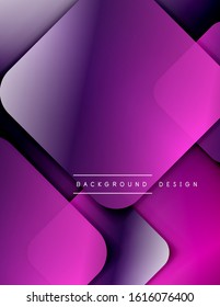 Rounded squares shapes composition geometric abstract background. 3D shadow effects and fluid gradients. Modern overlapping forms. Vector Illustration For Wallpaper, Banner, Background, Card, Book