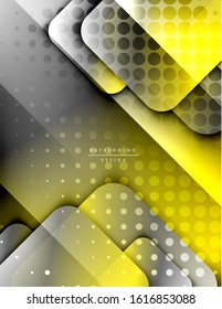 Rounded squares shapes composition geometric abstract background. 3D shadow effects and fluid gradients. Modern overlapping forms. Vector Illustration For Wallpaper, Banner, Background, Card, Book