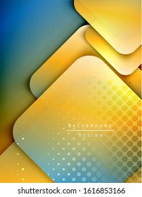 Rounded squares shapes composition geometric abstract background. 3D shadow effects and fluid gradients. Modern overlapping forms. Vector Illustration For Wallpaper, Banner, Background, Card, Book