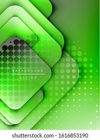 Rounded squares shapes composition geometric abstract background. 3D shadow effects and fluid gradients. Modern overlapping forms. Vector Illustration For Wallpaper, Banner, Background, Card, Book