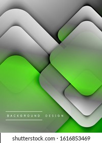 Rounded squares shapes composition geometric abstract background. 3D shadow effects and fluid gradients. Modern overlapping forms. Vector Illustration For Wallpaper, Banner, Background, Card, Book