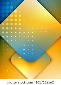 Rounded squares shapes composition geometric abstract background. 3D shadow effects and fluid gradients. Modern overlapping forms. Vector Illustration For Wallpaper, Banner, Background, Card, Book