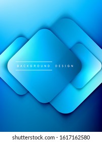 Rounded squares shapes composition geometric abstract background. 3D shadow effects and fluid gradients. Modern overlapping forms. Vector Illustration For Wallpaper, Banner, Background, Card, Book