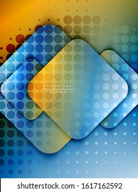 Rounded squares shapes composition geometric abstract background. 3D shadow effects and fluid gradients. Modern overlapping forms. Vector Illustration For Wallpaper, Banner, Background, Card, Book