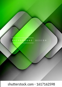 Rounded squares shapes composition geometric abstract background. 3D shadow effects and fluid gradients. Modern overlapping forms. Vector Illustration For Wallpaper, Banner, Background, Card, Book