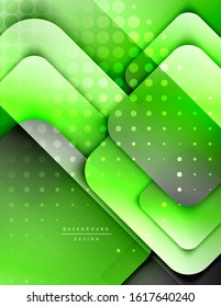 Rounded squares shapes composition geometric abstract background. 3D shadow effects and fluid gradients. Modern overlapping forms. Vector Illustration For Wallpaper, Banner, Background, Card, Book