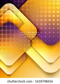 Rounded squares shapes composition geometric abstract background. 3D shadow effects and fluid gradients. Modern overlapping forms. Vector Illustration For Wallpaper, Banner, Background, Card, Book