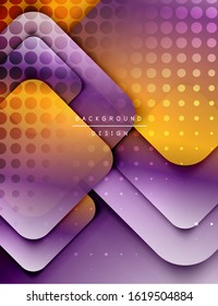 Rounded squares shapes composition geometric abstract background. 3D shadow effects and fluid gradients. Modern overlapping forms. Vector Illustration For Wallpaper, Banner, Background, Card, Book