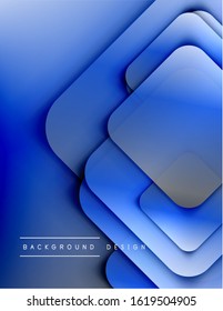 Rounded squares shapes composition geometric abstract background. 3D shadow effects and fluid gradients. Modern overlapping forms. Vector Illustration For Wallpaper, Banner, Background, Card, Book