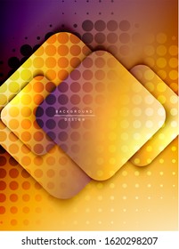 Rounded squares shapes composition geometric abstract background. 3D shadow effects and fluid gradients. Modern overlapping forms. Vector Illustration For Wallpaper, Banner, Background, Card, Book