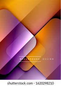 Rounded squares shapes composition geometric abstract background. 3D shadow effects and fluid gradients. Modern overlapping forms. Vector Illustration For Wallpaper, Banner, Background, Card, Book