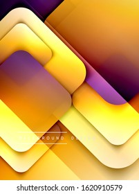 Rounded squares shapes composition geometric abstract background. 3D shadow effects and fluid gradients. Modern overlapping forms. Vector Illustration For Wallpaper, Banner, Background, Card, Book