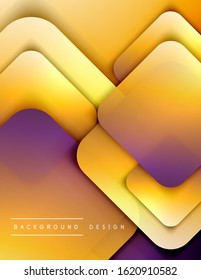 Rounded squares shapes composition geometric abstract background. 3D shadow effects and fluid gradients. Modern overlapping forms. Vector Illustration For Wallpaper, Banner, Background, Card, Book