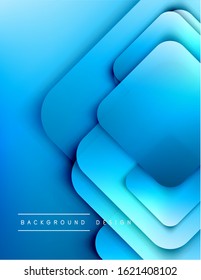Rounded squares shapes composition geometric abstract background. 3D shadow effects and fluid gradients. Modern overlapping forms. Vector Illustration For Wallpaper, Banner, Background, Card, Book