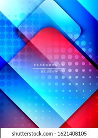 Rounded squares shapes composition geometric abstract background. 3D shadow effects and fluid gradients. Modern overlapping forms. Vector Illustration For Wallpaper, Banner, Background, Card, Book